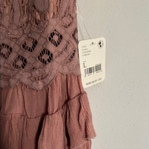 Free People intimates Adele cami. Elegant Lace Trimmed Mauve Top size Large - Picture 2 of 9